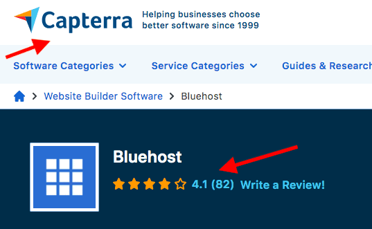capterra reviews on bluehost
