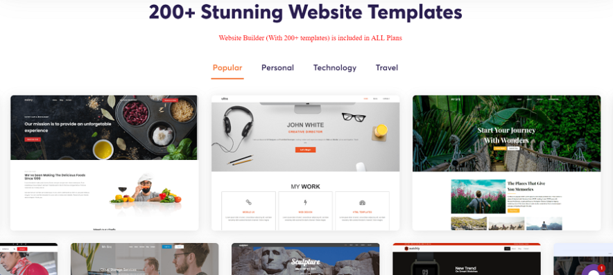 chemicloud templates and website builder