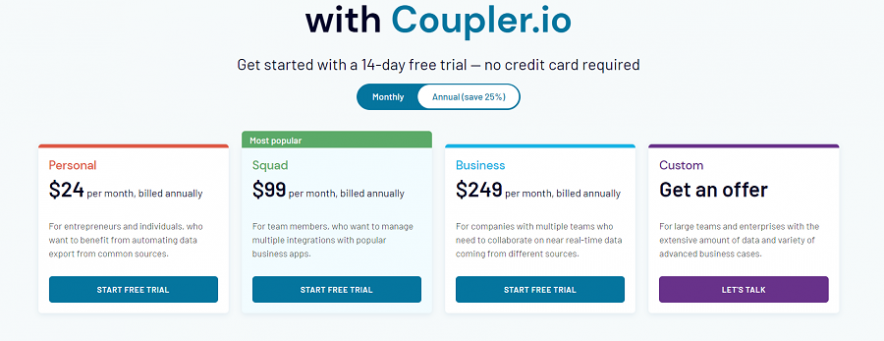 coupler.io pricing and plans