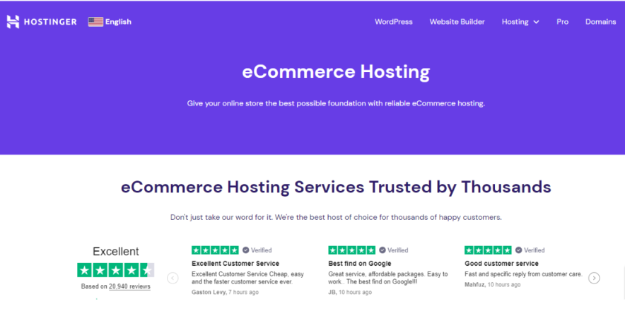 hostinger ecommerce hosting