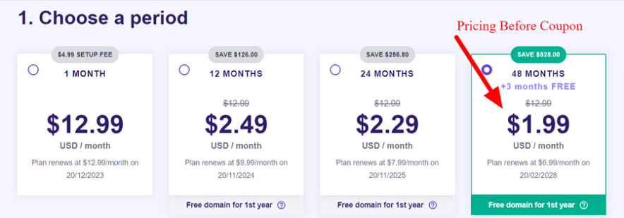 hostinger pricing before coupon