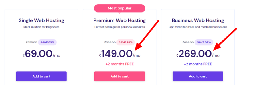 hostinger shared web hosting pricing