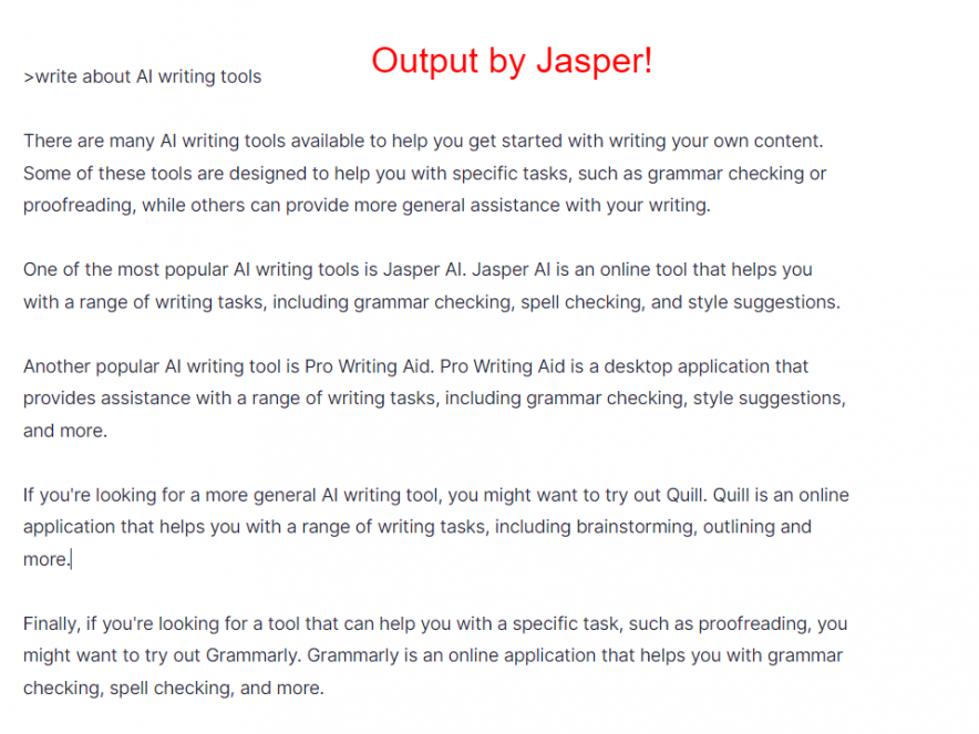 jasper output essay