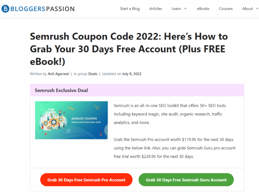 semrush coupon