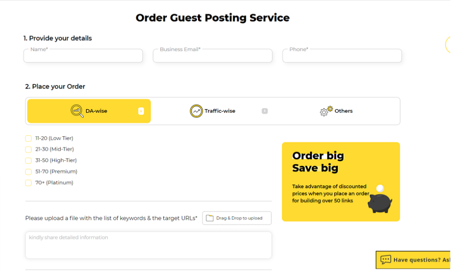 uplers - how to order guest posting service