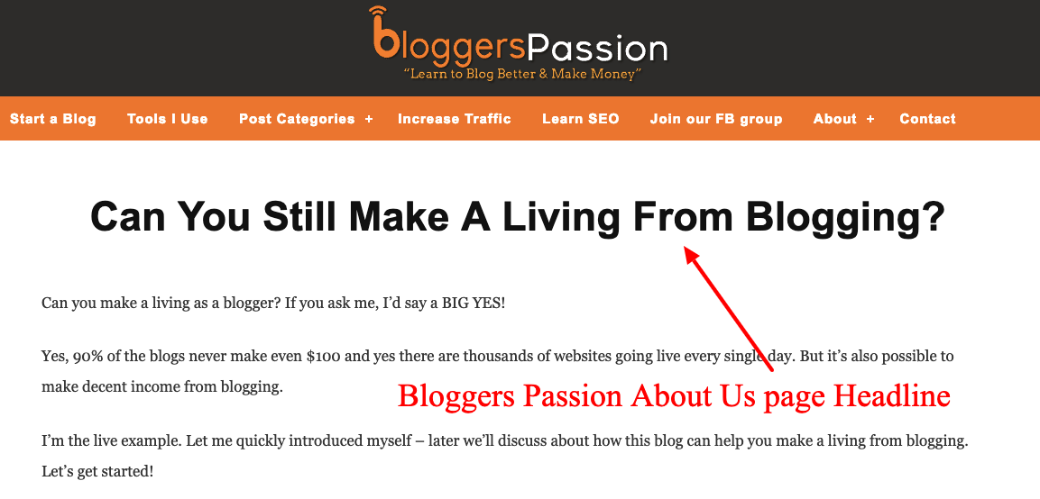 bloggers passion about page
