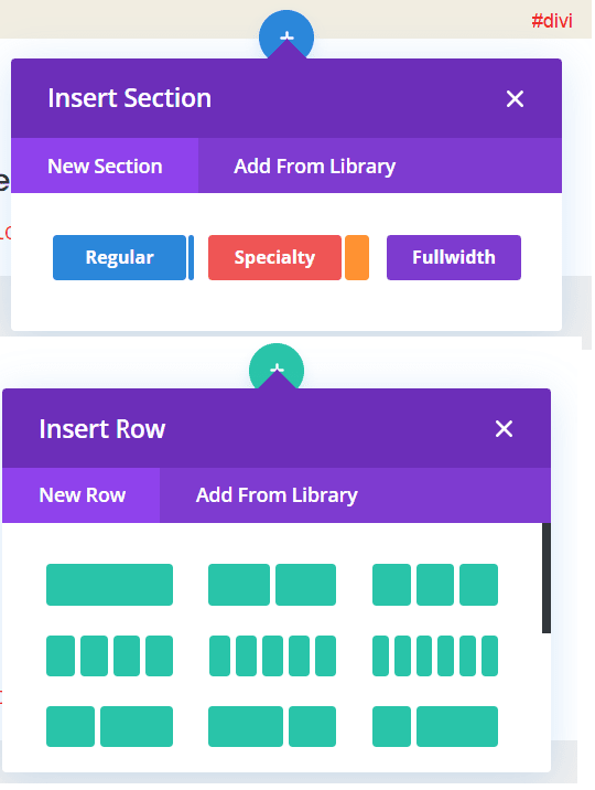 divi section and rows