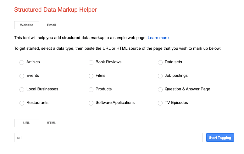 Google’s Structure Data Markup Helper
