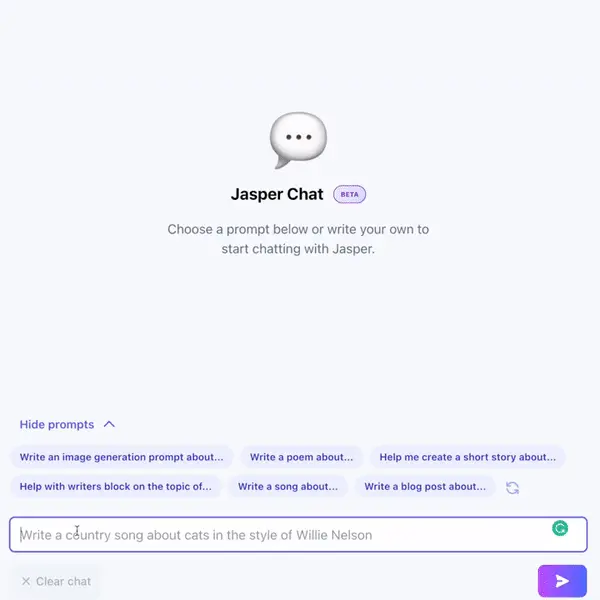 jasper chat mode example