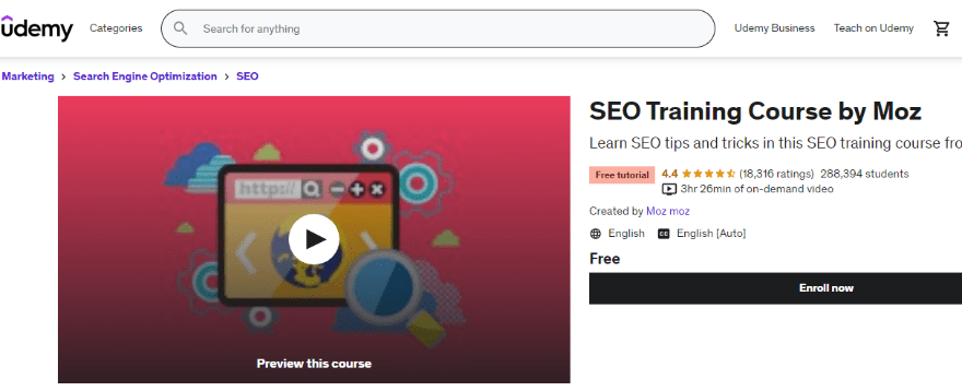 moz udemy seo training review