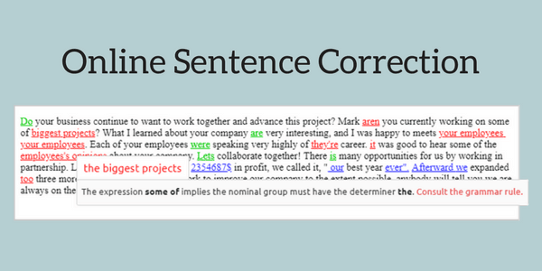 Online Sentence Correction tool