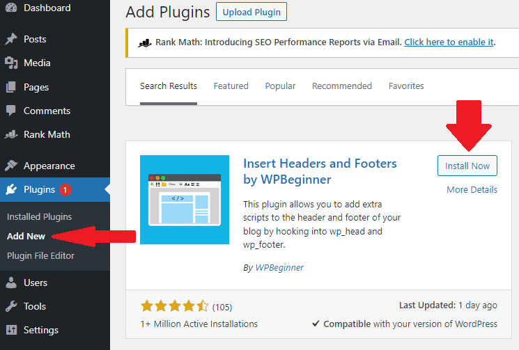 step 2 Install insert headers and footers free plugin