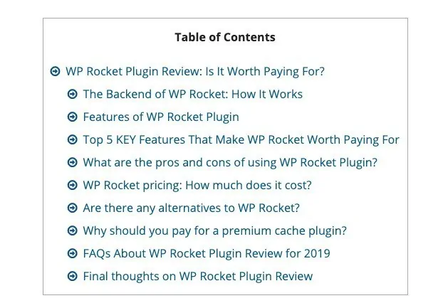 table of contents plugin