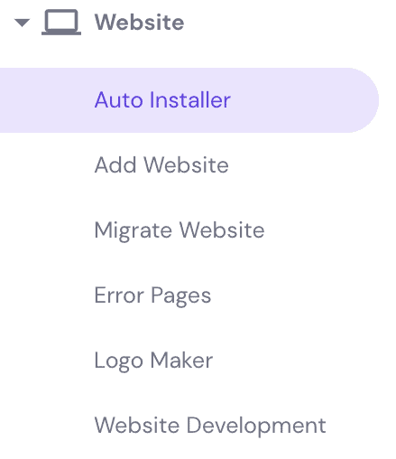 Under the Website tab, find Auto Installer
