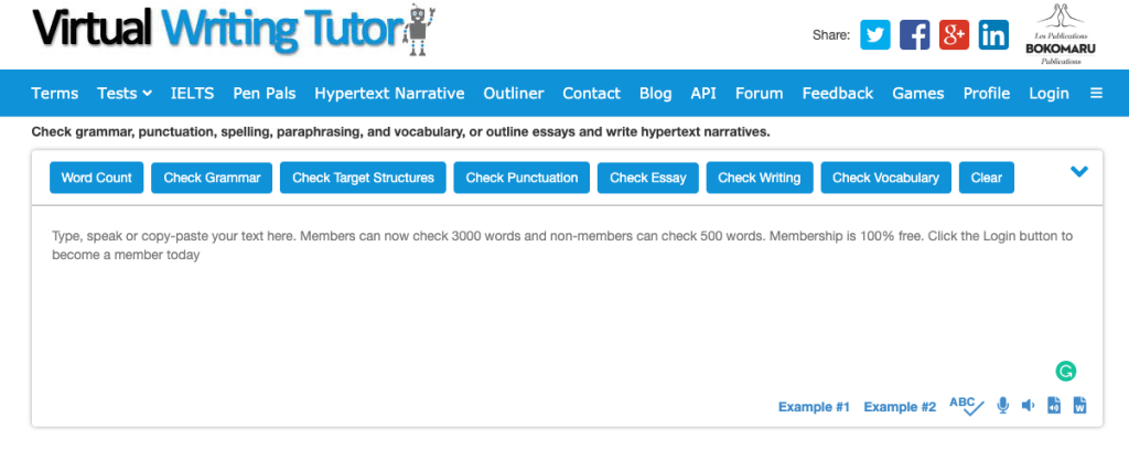 Virtual Writing Tutor tool